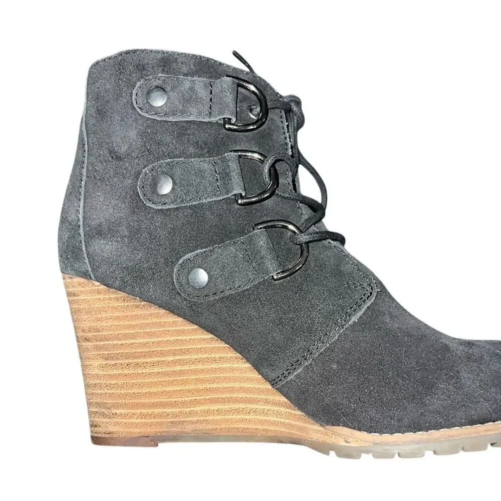 NWOT DIBA True Better Now 3” Wedged Genuine Leather Suede Boots Black SZ 8.5